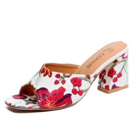 2021 lady embroidered high heels summer platform open toe slipper women shoes new arrival wedges high heel slipper 35 40