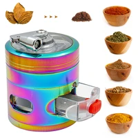 herb grinder metal mill grinder tobacco weed grinder zinc alloy dry herb accessories with crank handle drawer for herbs spices