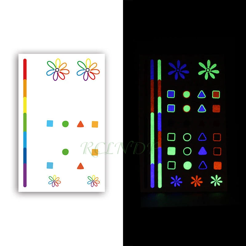 Водостойкая Временная светящаяся тату-наклейка цветок треугольник