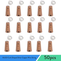 50x 10led cork shaped silver copper wire string fairy 1m light wine bottle for glass craft christmas party decoration