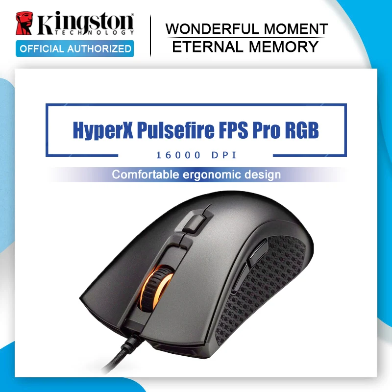Kingston RGB профессиональная электронная Спортивная мышь HyperX Pulsefire FPS Pro Gaming mouse Pixart 3389 с датчиком с родным dpi до 16000