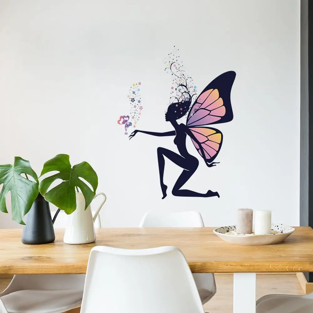 Новый стиль бабочка Elf Настенная Наклейка для девочки гостиной настенное