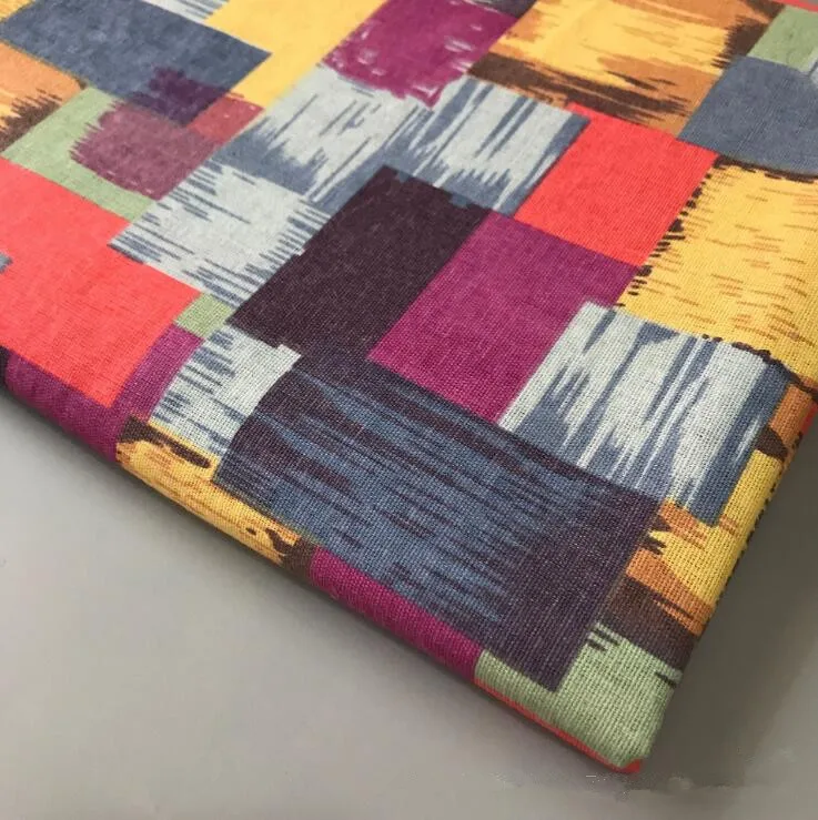 Разноцветная клетчатая хлопковая льняная ткань DIY швейная холст материал