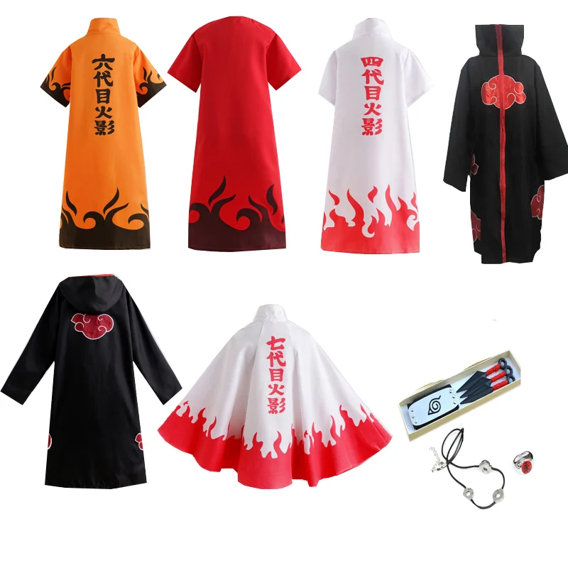 

Hot Sale Anime Akatsuki /Uchiha Itachi Konoha Ninja Cosplay Halloween Christmas Party Costume Cloak Cape