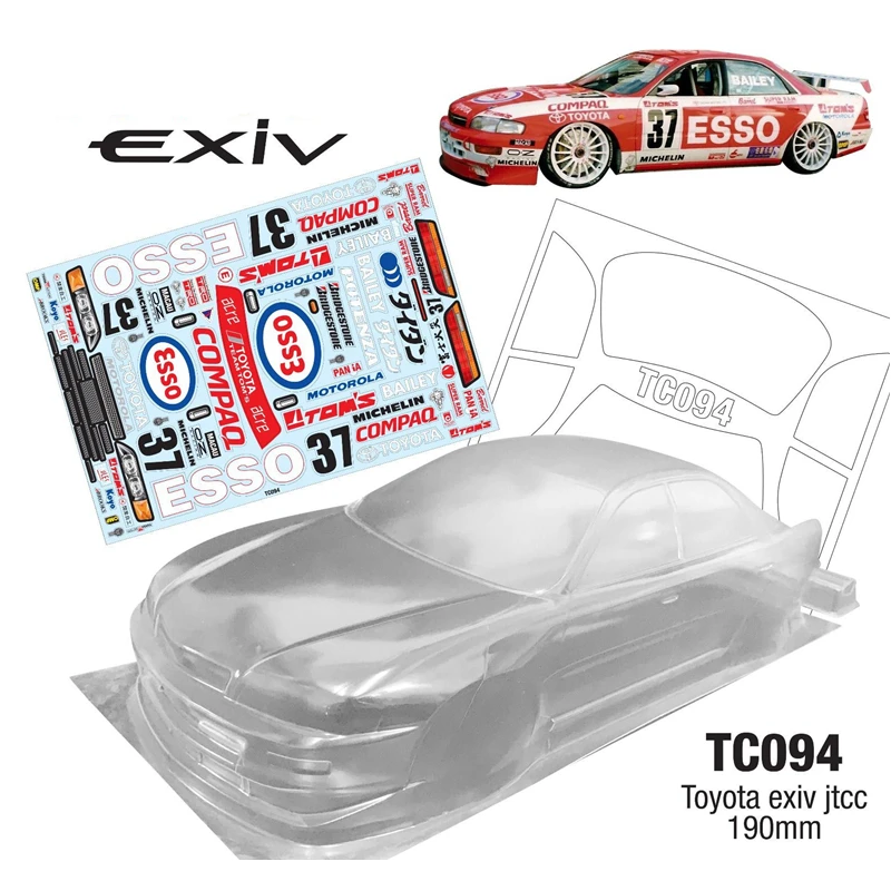 

Чехол для радиоуправляемого автомобиля Toyota Exiv JTCC 1995, прозрачный корпус 190 мм + наклейки с логотипом для масштаба 1:10 на автомобили, модели авт...