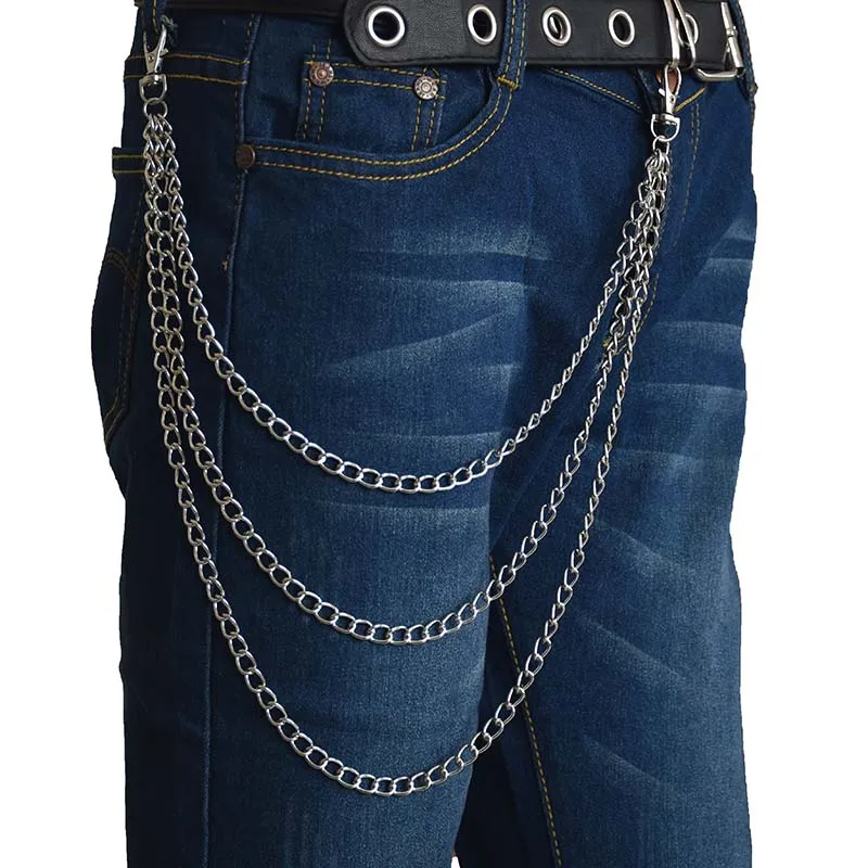 

Punk Hip-hop Trendy Belt Key Chain Waist Pants Chain Hot Men Woman Jeans Long Silver Metal Clothing Accessories Jewelry