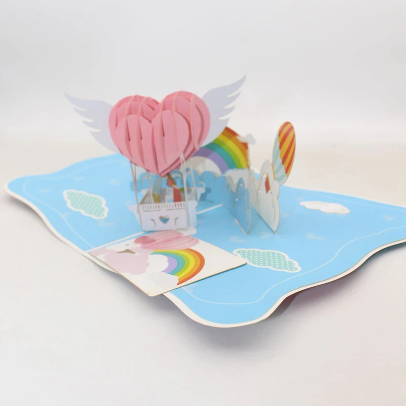 3D мультфильм ручной работы Радужное сердце воздушный шар бумажные приглашения