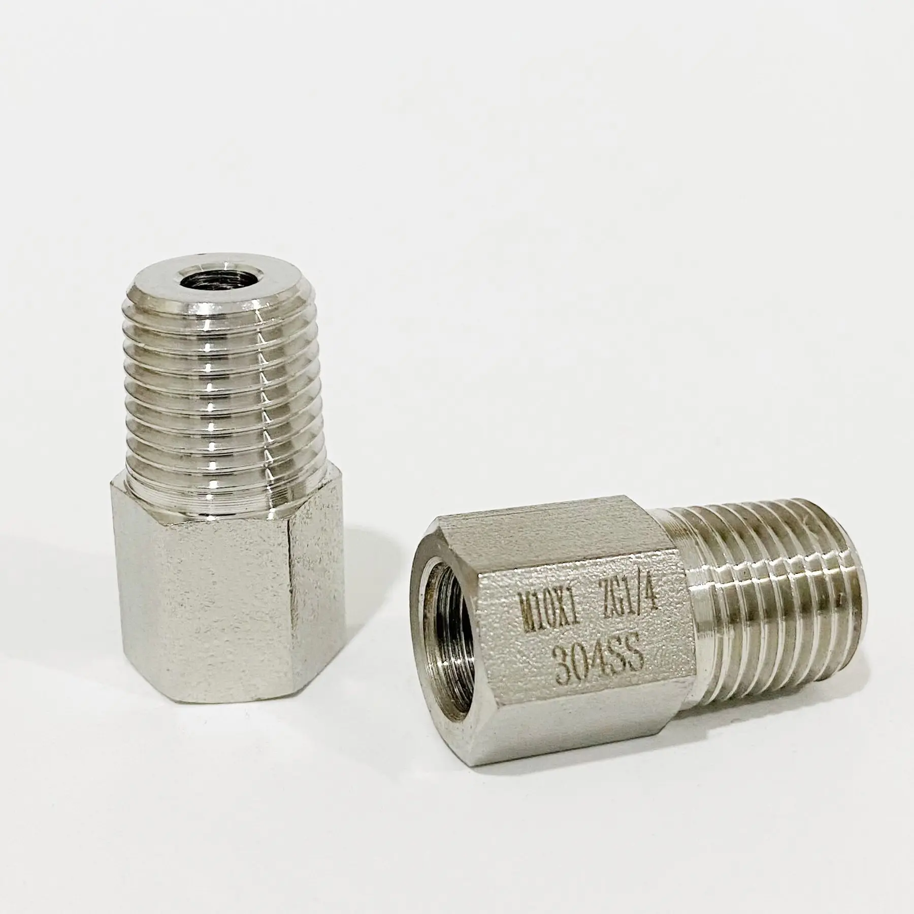 M10x1 Metric Female To 1/4'' BSP Male Thread 304 Stainless Steel Reducing Pipe Fitting Pressure Gauge Adapter