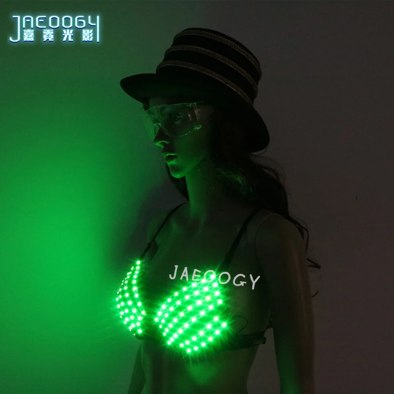 Женский светящийся зеленый бюстгальтер ФЛУОРЕСЦЕНТНОЕ нижнее белье для танцев