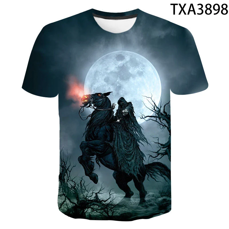 Футболка с черепом террора для мужчин женщин детей панк-рок готика 3D принт