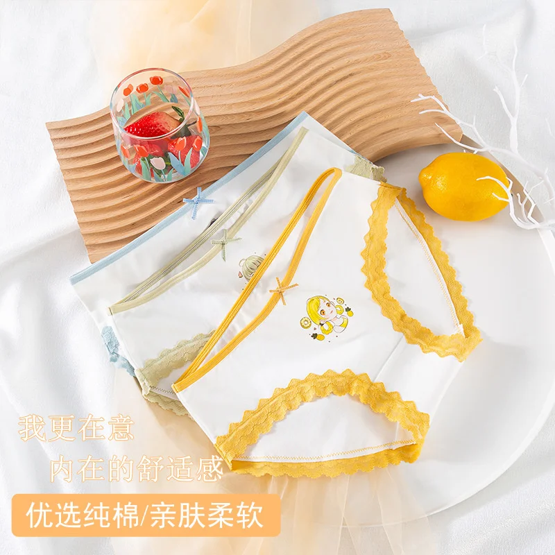

Girl's Cartoon Printed Pure Cotton Women's Underwear Simple Sweet Comfortable Traceless Breathable Cotton Antibacterial Briefs