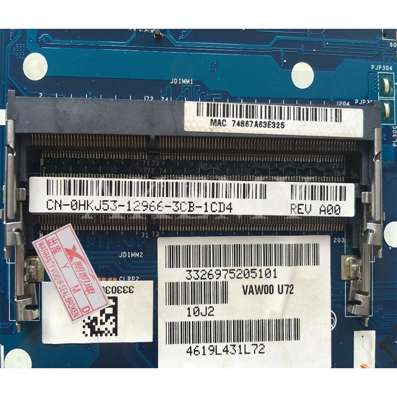 

VAW11 17 LA-9102P ForFor DELL Inspiron 3721 17.3 Laptop Motherboard 0NJ7D4 NJ7D4 VAW11 LA-9102P Dual-core 1007U/ 2117U original