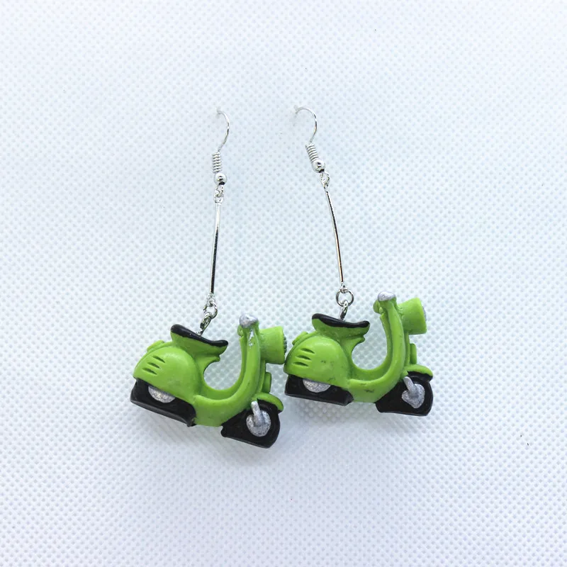 Новинка милые полимерные мини-серьги в форме мотоцикла модные длинные серьги для