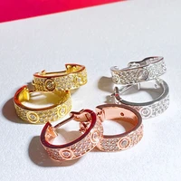 Hot Brands Pure Love Earrings Sterling Silver For Women Diamonds Clasp Stud Rose Gold Fashion Jewelry Cryatal 18K Original Round