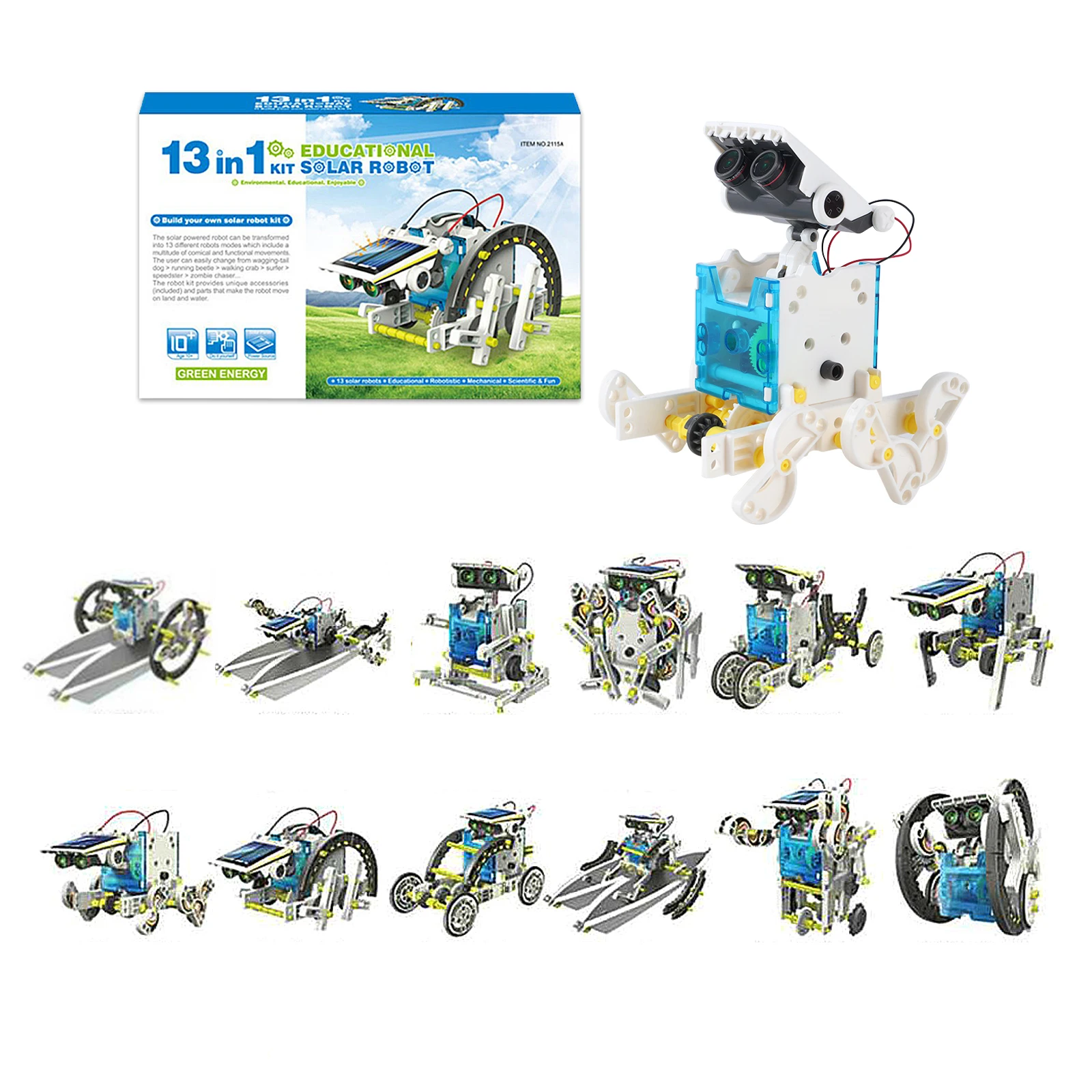 

Solar Robot Kit 13-in-1 DIY Solar Robot Toy Science Robot Kit Educational