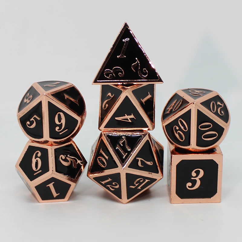 Металлические игральные кости черного цвета 7 шт./компл. d4 d6 d8 d10 d % d12 d20 для игр в
