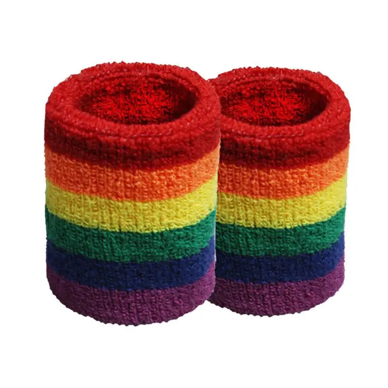 Унисекс спортивные тренировки радужные полосатые повязки на голову полотенце