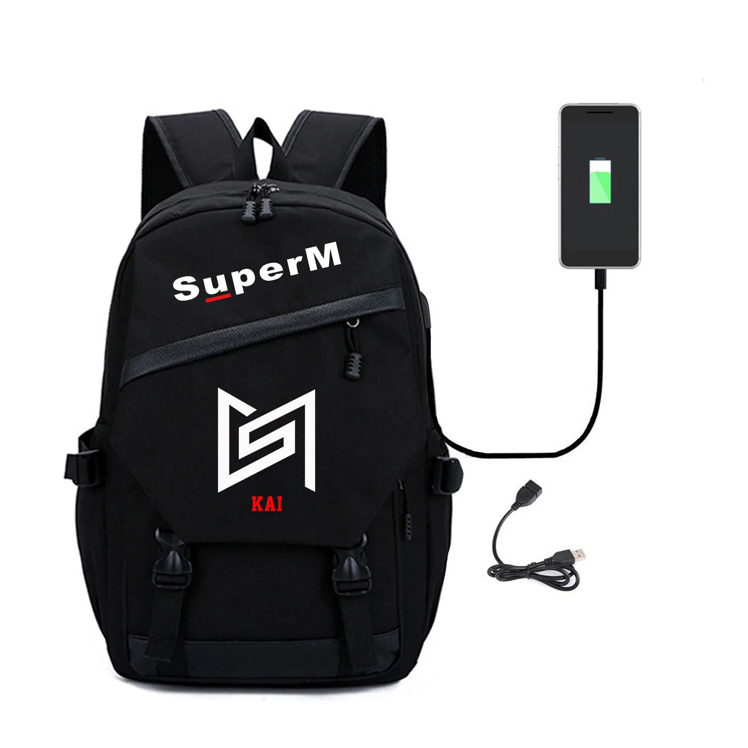 SuperM Kpop, супер m рюкзак, студенческий рюкзак с usb зарядным портом, Холщовый Рюкзак для колледжа, женский рюкзак