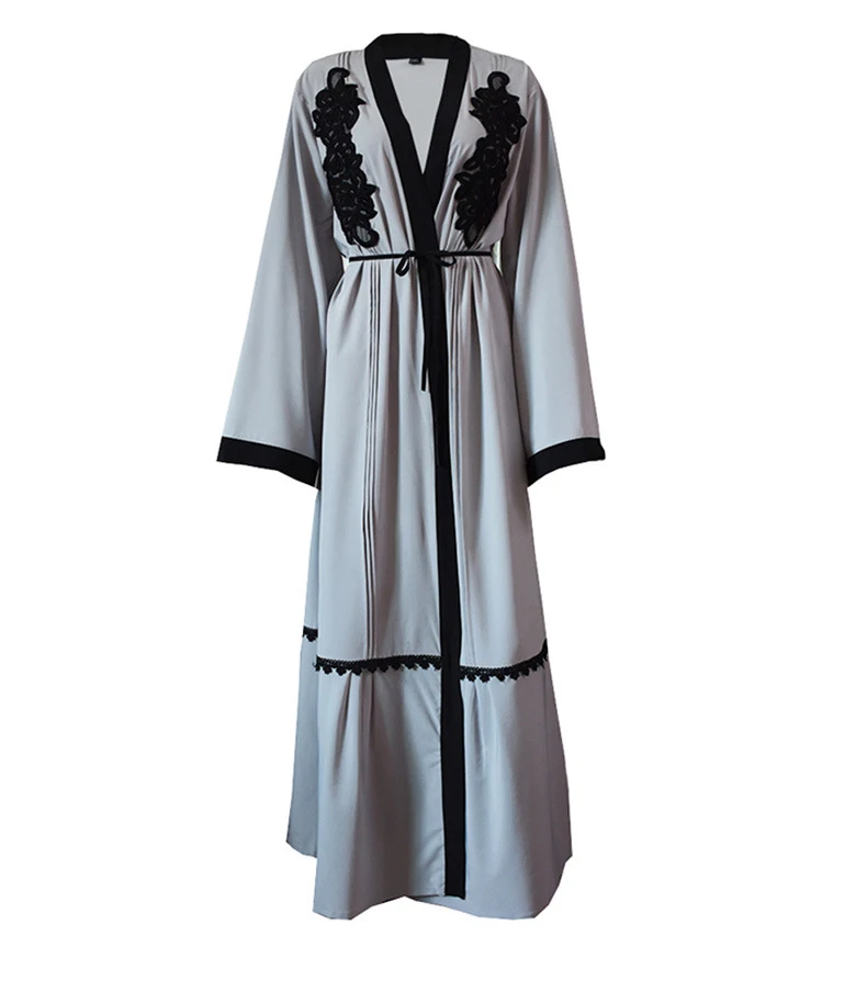 Embroidery Open Abaya Hijab Dress Women Lace-up Long Robe Kaftan Muslim Turkey Dubai UAE Caftan Kimono Jubah Islamic Clothing |