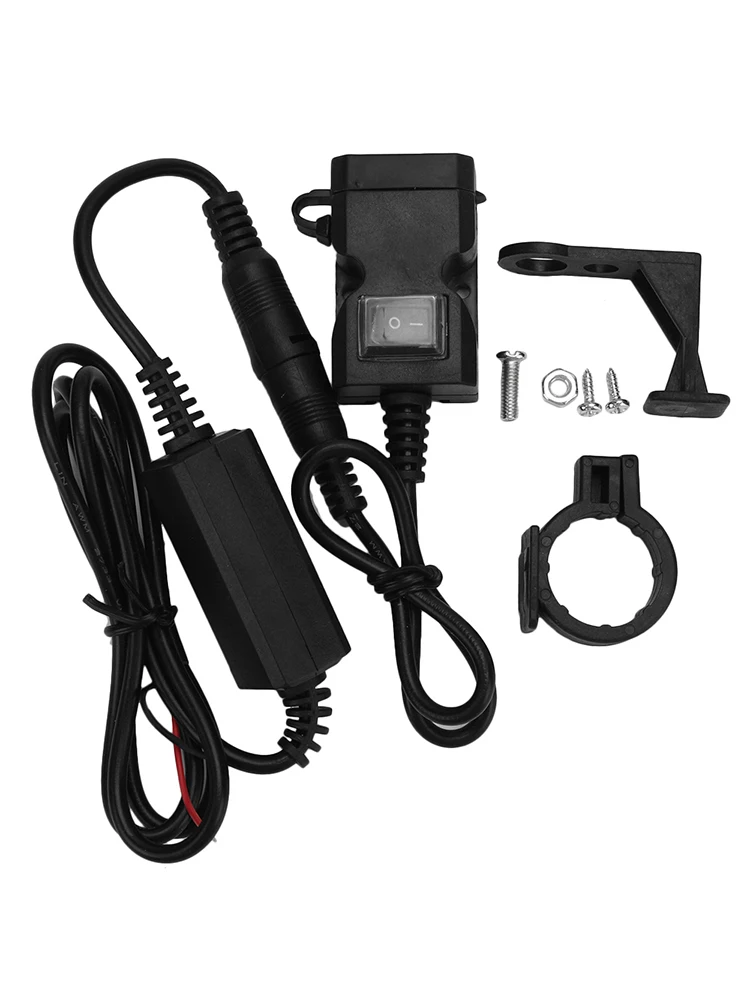 

5V 2.1A Dual USB Charger Handlebar Socket Adapter Power Outlet For Motorcycle