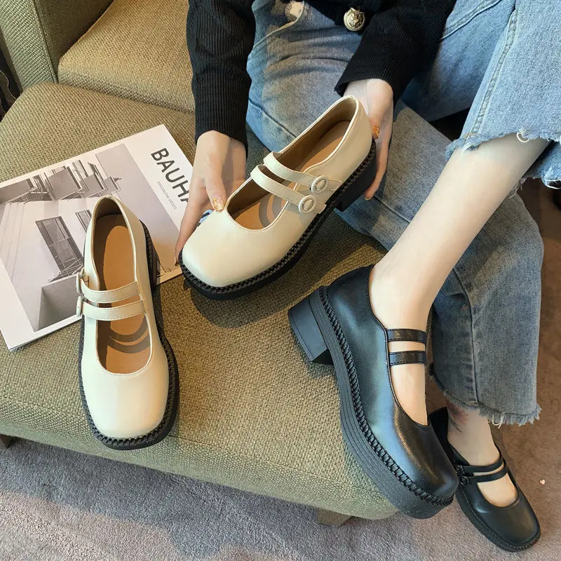 Туфли LIHUAMAO на платформе Мэри Джейн с ремешком щиколотке и круглым носком удобные