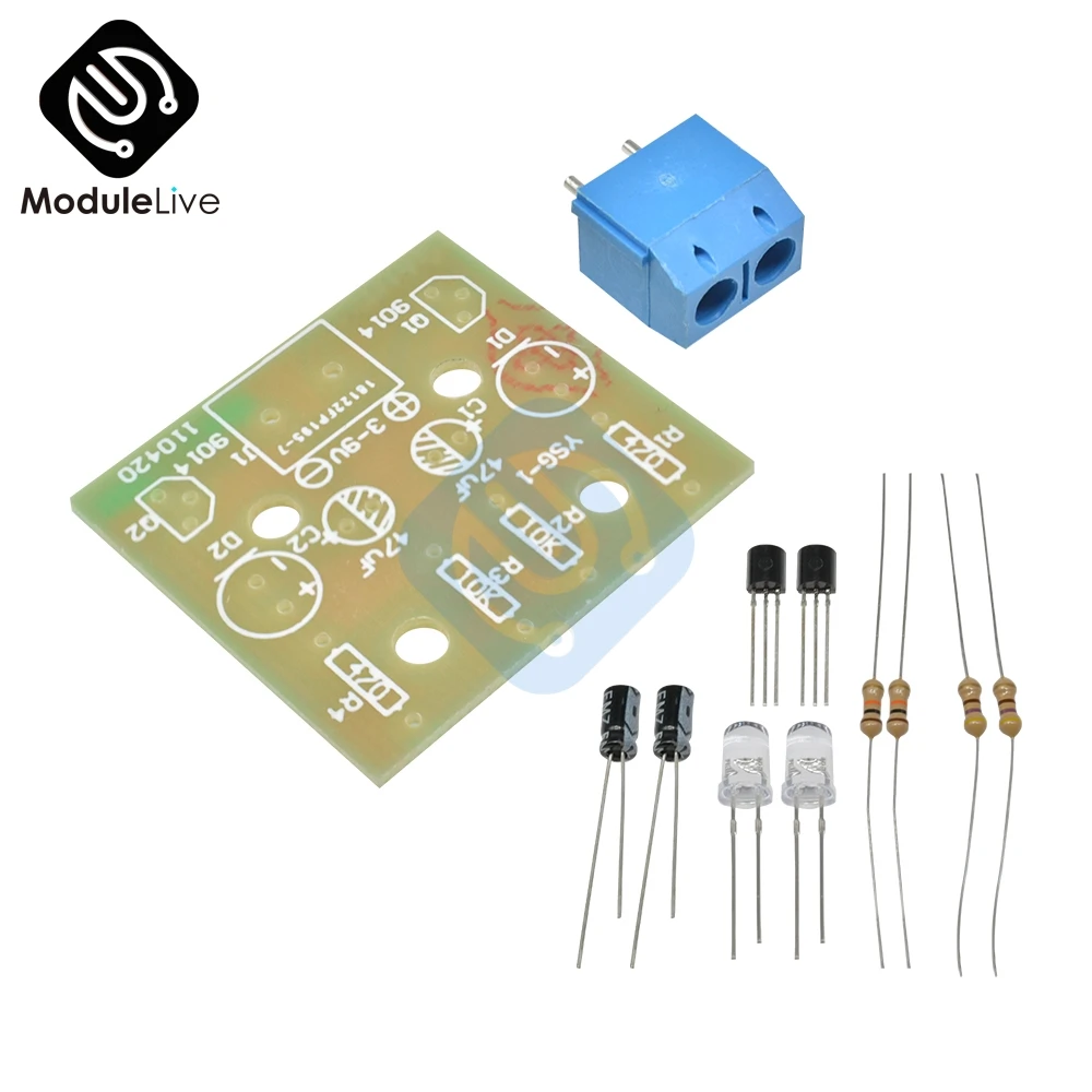 5 мм светильник светодиодный синий простой транзистор 30 к сопротивление 22 мкФ