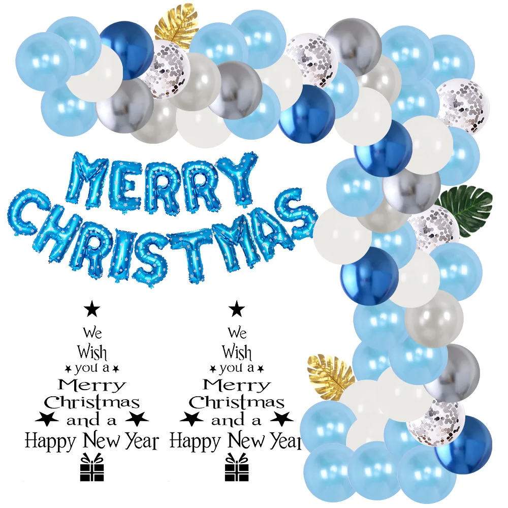 

60 PCS Christmas Decoration Balloon 10 Inch Blue And White Latex Balloon Set Holiday Party Decoration Set