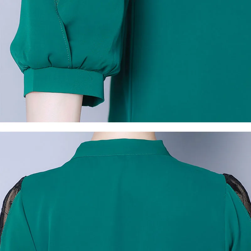 Бандажная шифоновая блузка с бантом Женский ажурный кружевной топ Женская