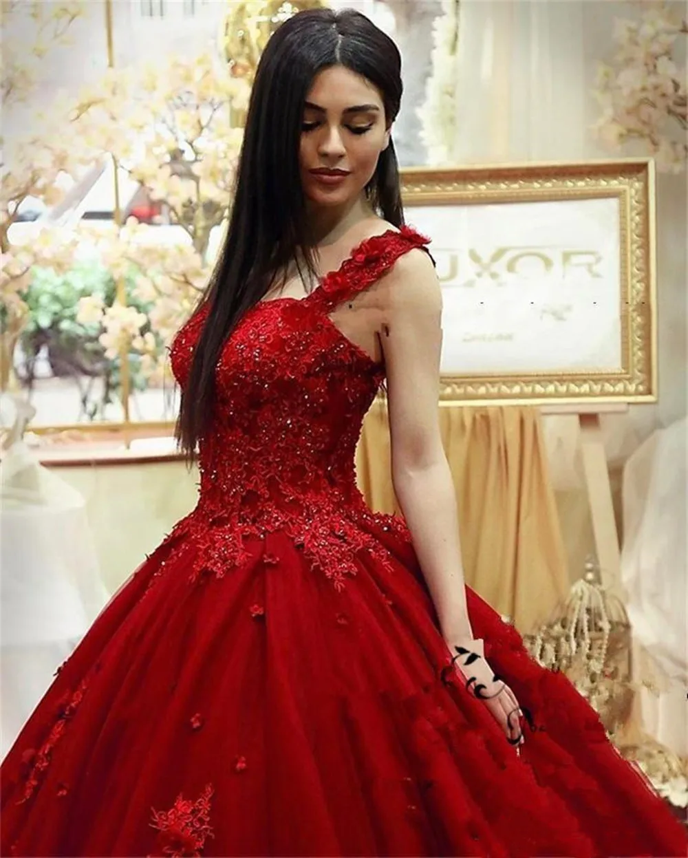 

2022 Fashion Sweet 16 Quinceanera Dress Ball Gown Lace 3D Floral Appliques Beaded Masquerade Puffy Long Prom Evening Formal Wear
