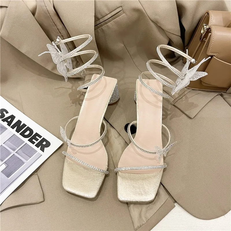 

Sandals Women Summer New Fashion Women's Sandals 2021 Rhinestone Butterfly Party Shoes Gladiator Sandals Women High Heels Adult