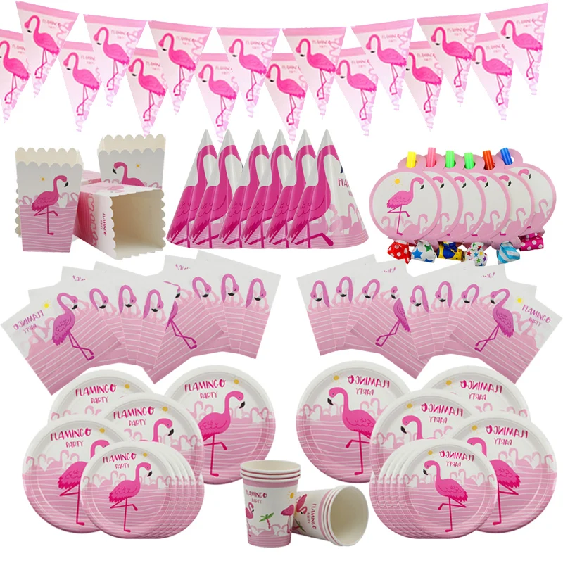 

Joy-Enlife Pink Flamingo Party Decor Tropical Hawaiian Party Supplies Paper Cup Plates Straw 1st Birthday Party Decorations Kids