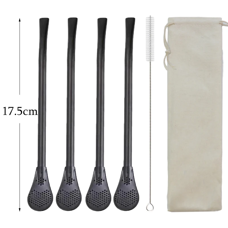 4pcs Stainless Steel Tea Filter Spoon Drinking Straw Reusable Tools Washable Bar Metal for |