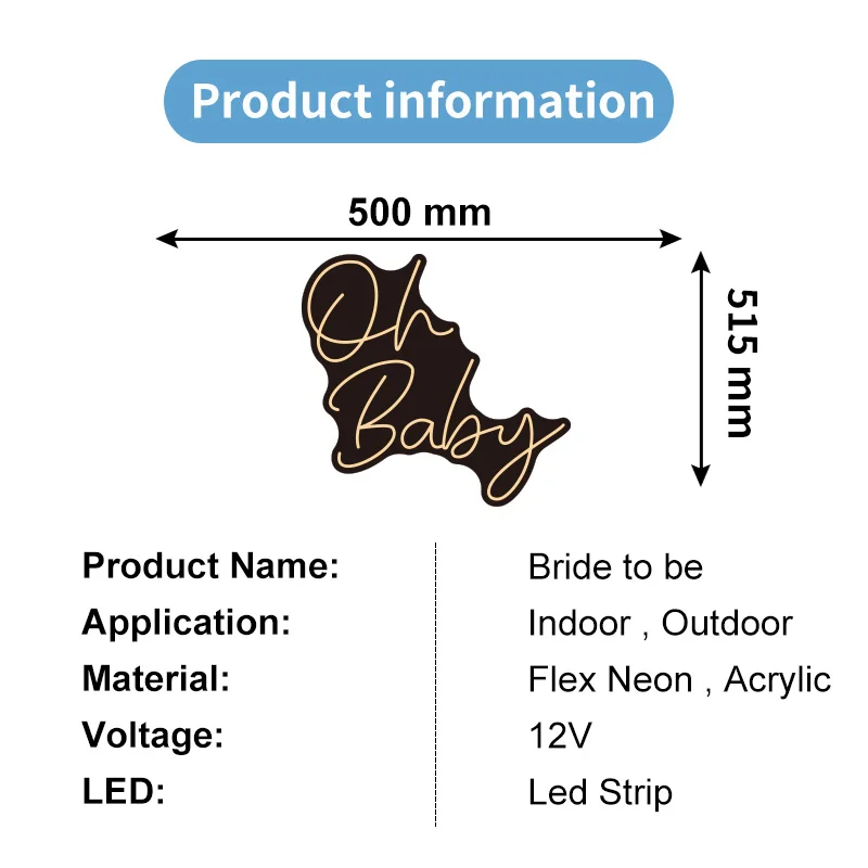 С надписью Oh BABY неоновая вывеска для организаций и магазинов индивидуальный