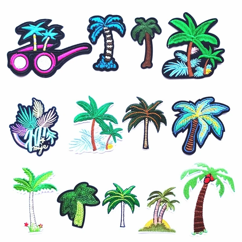 13 шт. смешанные милые кокосовые заплатки дерево Пляжное растение ткань значок