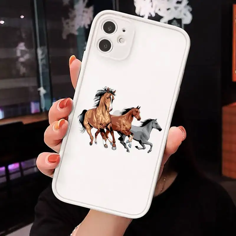 

Running animal horse Phone Case matte transparent For iphone 7 8 11 12 plus mini x xs xr pro max cover