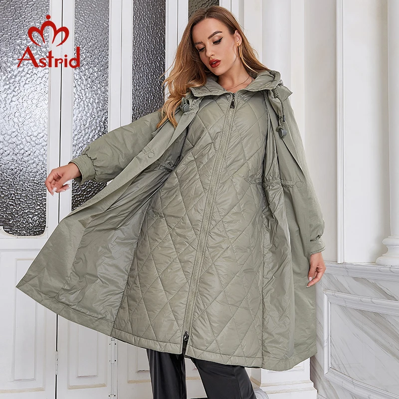 Astrid 2022 женская зимняя куртка Женская парка с капюшоном модная длинная на шнурке