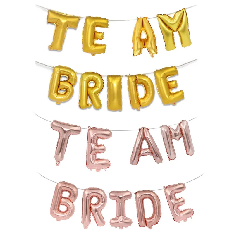 

9pcs Rose Gold Silver Wedding Bride Letter Foil Balloons for Wedding Party Bridal Shower Hanging Decor Inflatable Air Balloons