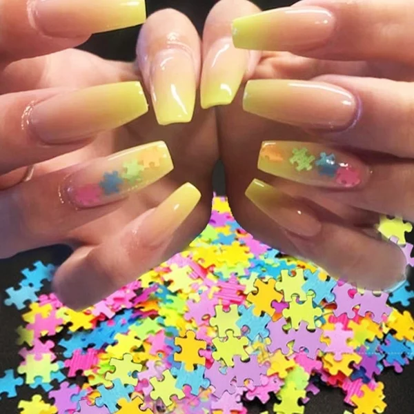 1 шт. маленькая коробка флуоресцентная бабочка Jigsaw Sequins Beauty Nail Art Tips украшения для