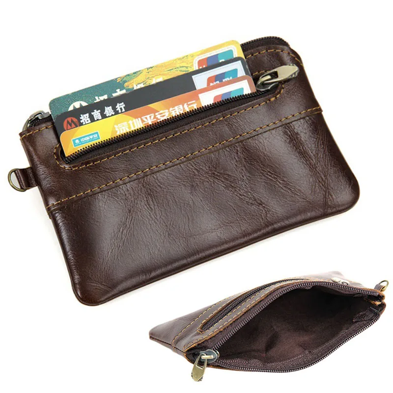 

Men's Women's Genuine Leather Coin Purse Zipper Wallet Card Holder Vintage Retro Q1FA