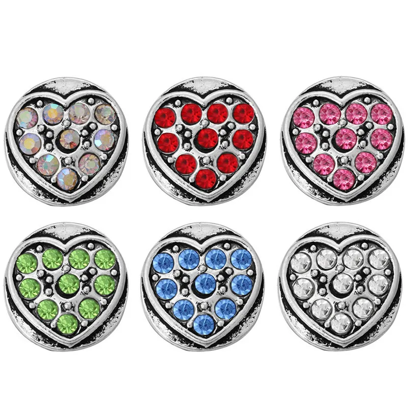 10 шт./лот смешанный стиль 12 мм кнопки ювелирное изделие любовь сердце защелки для