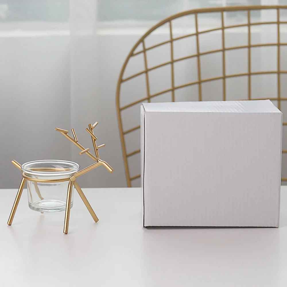 Скандинавские подсвечники с железным оленем подсвечник стеклянной чашкой для