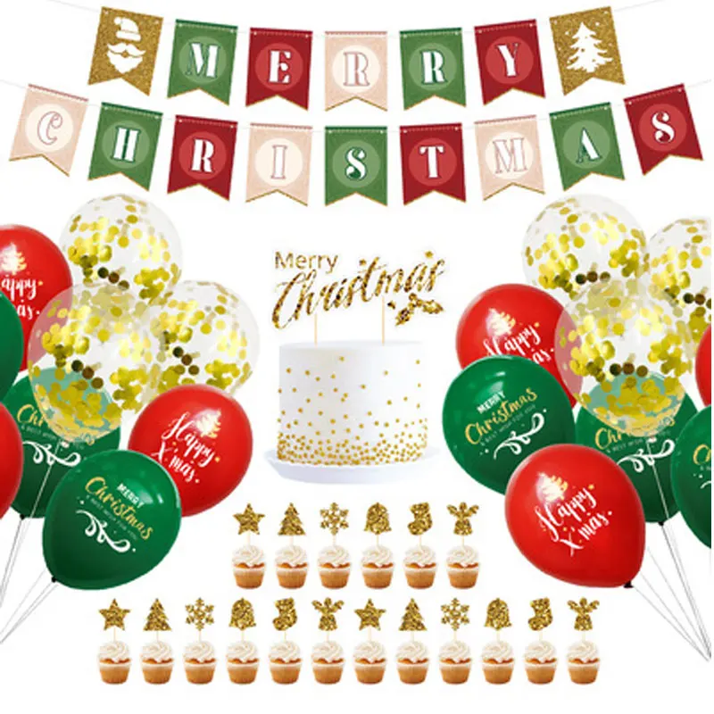 

Воздушные шары для рождественской вечеринки, Рождественский флаг, Натяжной баннер, украшения для торта на день рождения, тематические укра...