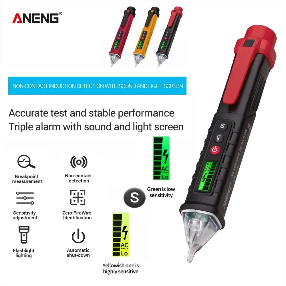 

ANENG Digital AC/DC Voltage Detectors Smart Non-Contact Tester Pen Meter 12-1000V Current Electric Sensor Test Pencil Dropshipp