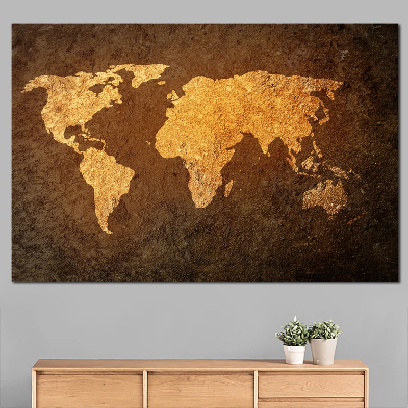 Абстрактная 3D Карта мира холст живопись классическая черная карта печать на