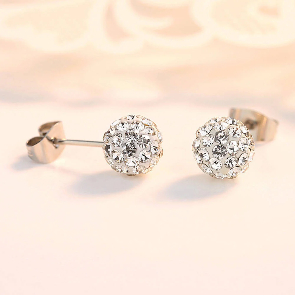 Shamballa Серьги Серебряные украшения женские серьги белый блестящий кристалл