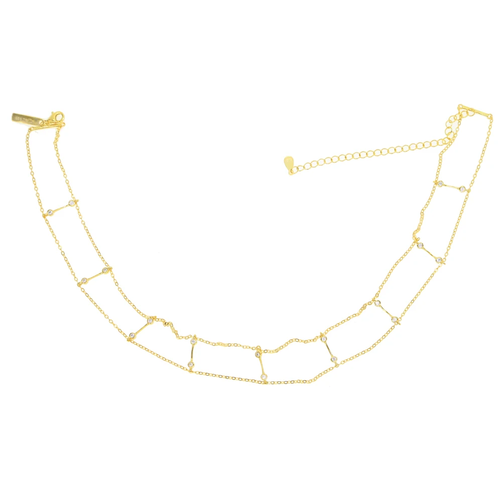 Collares прямые продажи круглый Chrysocolla двойная цепь Настоящее 925 серлинг Cz бар тонкий