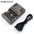 PALO светодиодный светильник умное многофункциональное зарядное устройство для 1.2В Ni-MH NI-CD AA AAA аккумуляторные батареи 9В 6F2 2 батарея