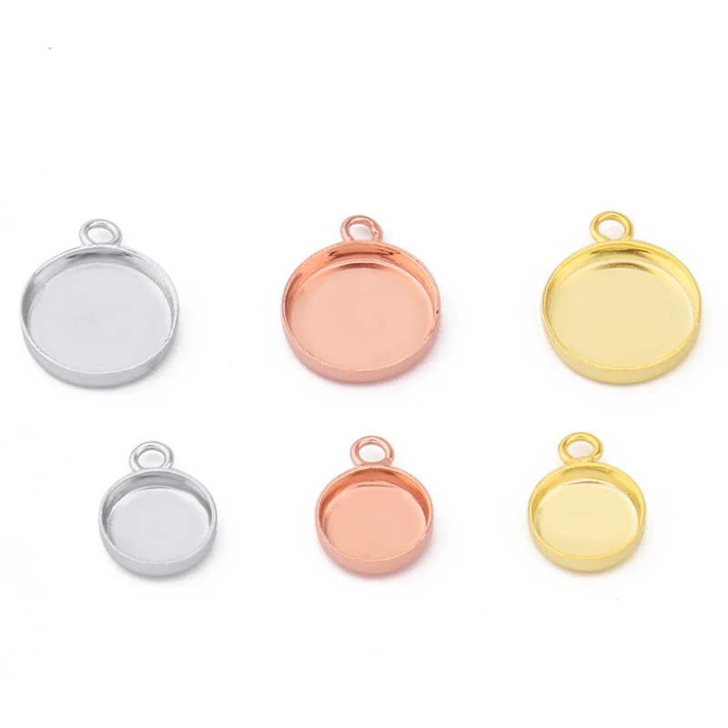 4pcs 925 Sterling Silver Pendant Bracelet Cabochon Blank Base Fit 6mm 8mm DIY Jewelry Making Accessories Findings Components