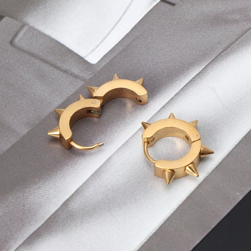 

1 Pair Stainless Steel Rivet Huggie Earrings Hoop Spike Piercing Punk Jewelry