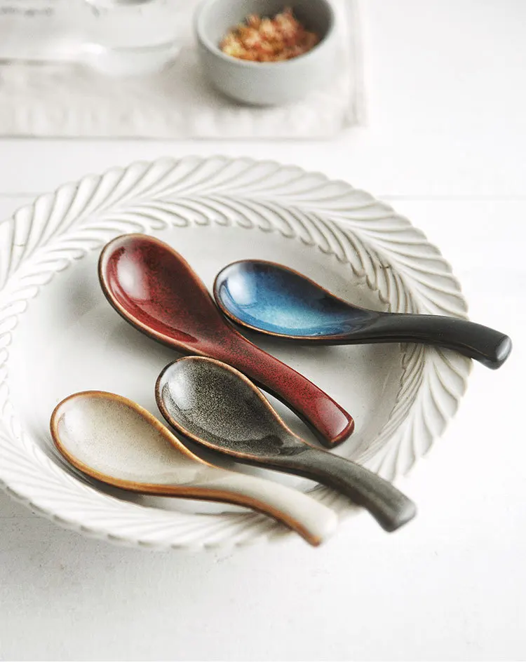Japanese Tableware Kiln Rice Spoon Soup Spoon Porridge Spoon Household Creative Restaurant Spoons images - 6